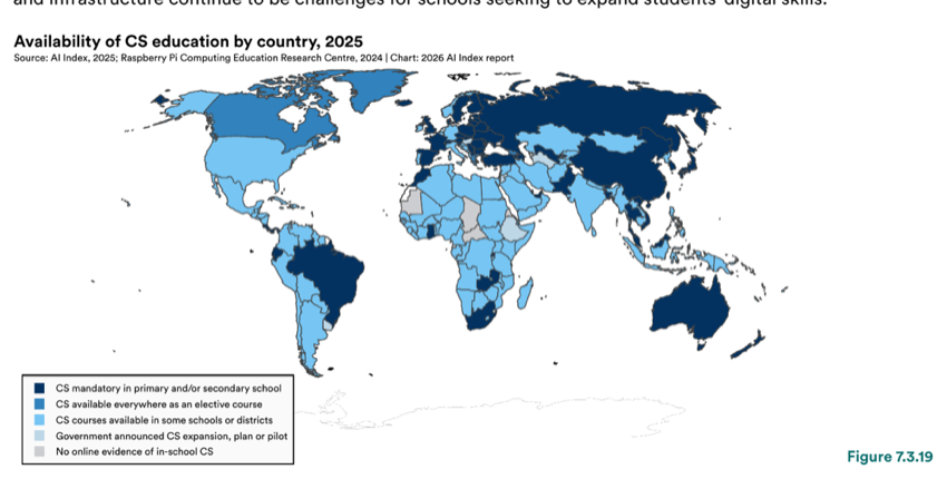Figure 7.3.19 — Availability of CS education by country, 2025