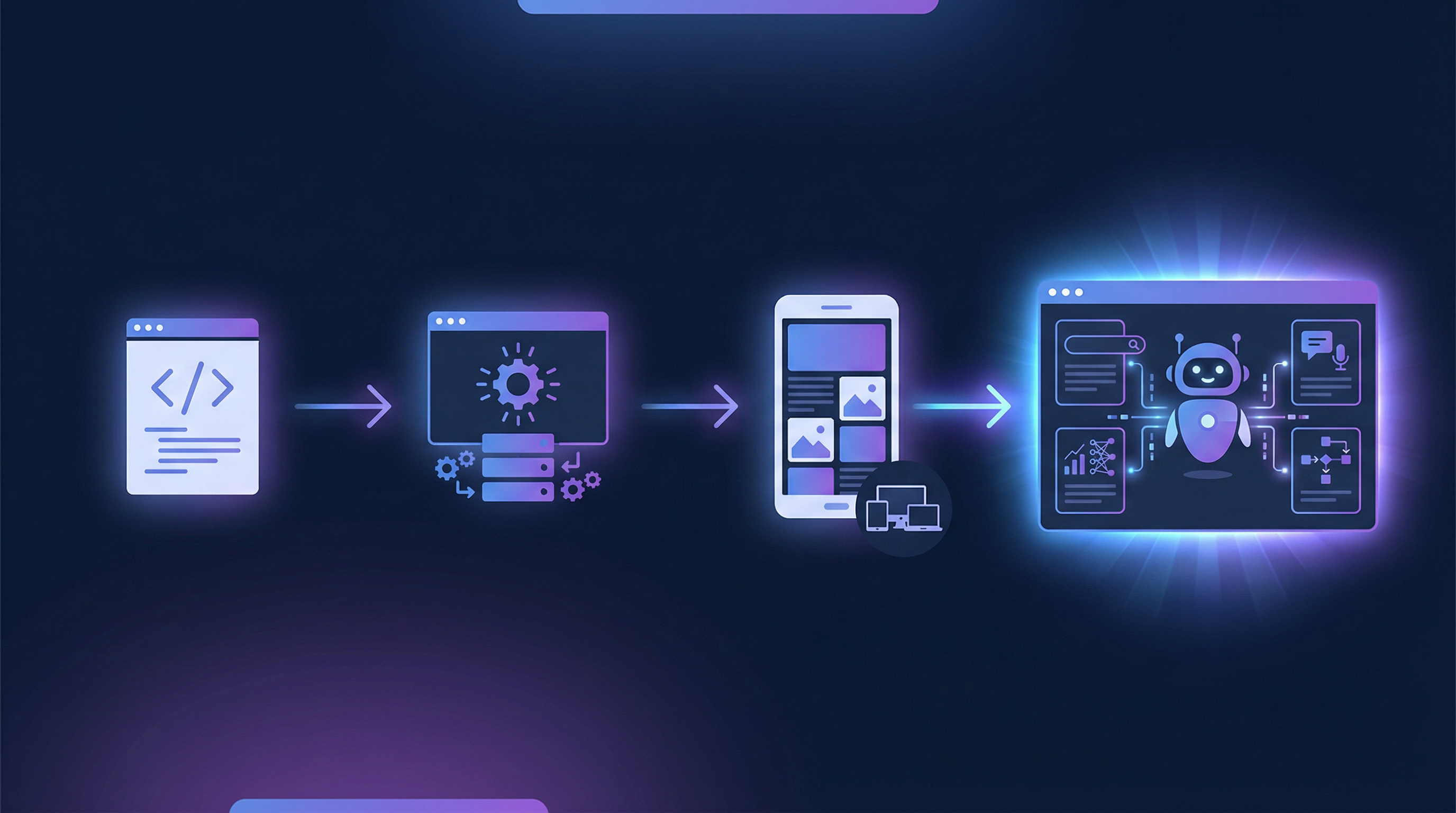 The evolution of the web from static pages to dynamic apps to mobile-first to the agent-first era